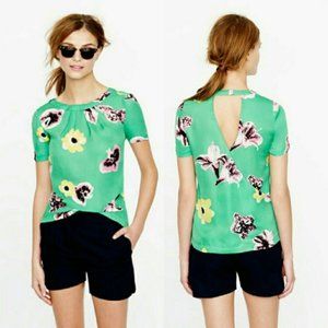 J.Crew Silk swoop Top in punk Floral